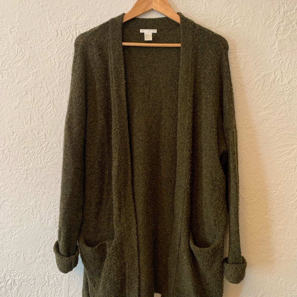 H&M Small Army Green Oversized Cardigan
